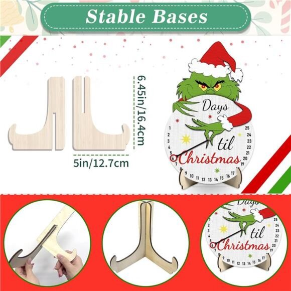 Wooden Christmas Countdown Calendar Sign, Advent Table Decor for Holiday Home - Picture 4 of 8